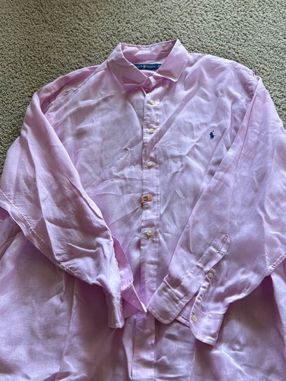 Ralph Lauren Pink 100% Linen Button-Down Men's Shirt